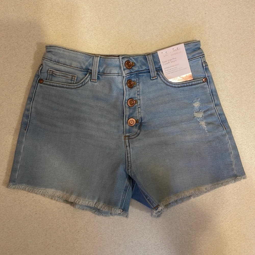 Laura Conrad super high rise cut off denim shorts size 2 NWT